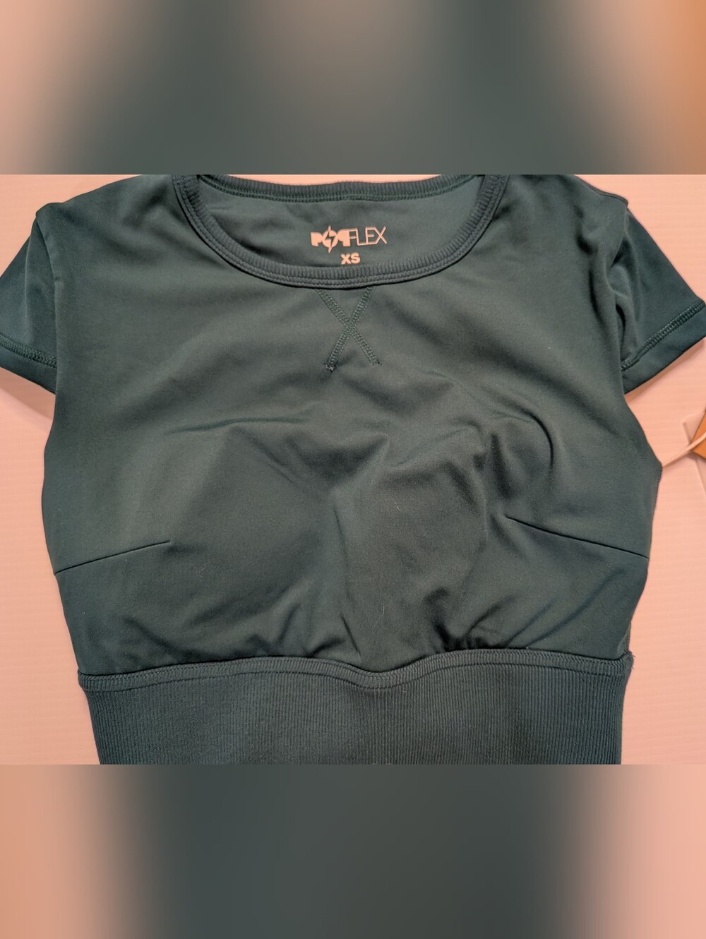 NWT POPFLEX  XS Teal Athletic Workout Crop Top Built-In Liner